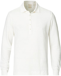  Raya Linen Piquet Long Sleeve Polo White