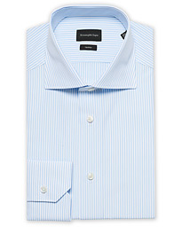  Slim Fit Striped Dress Shirt Light Blue