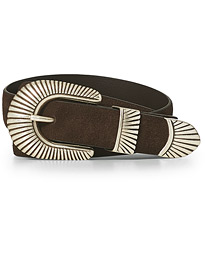  Calf Suede 2,5 cm Buckle Belt Dark Brown