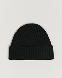  Rib Knitted Cashmere Cap Black