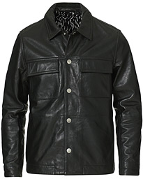  Lenox Lambsnappa Leather Overshirt Black