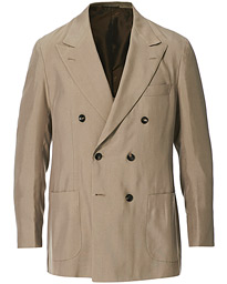  Washed Silk Double Breasted Blazer Beige