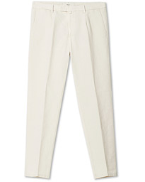  Easy Fit Pleated Linen Trousers Cream