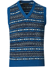  Fairisle Knit Vest Indigo Blue