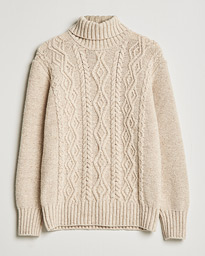  Wool/Cashmere Aran Turtleneck Beige