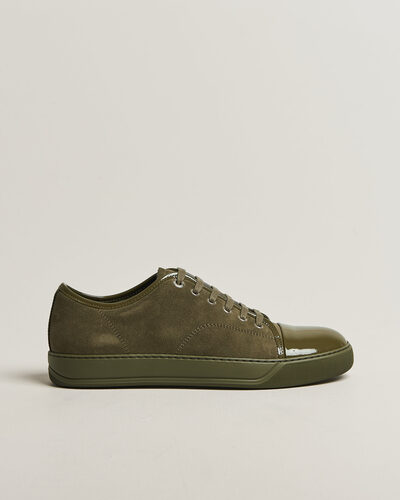 Lanvin Patent Cap Toe Sneaker Khaki