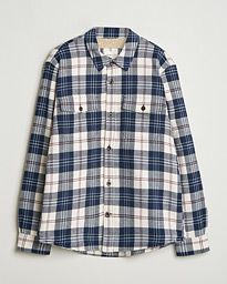  Flannel Lined Checked Overshirt Evening Blue