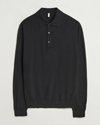  Merino Long Sleeve Polo Black