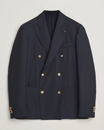  Double Breasted Light Wool Blazer Navy