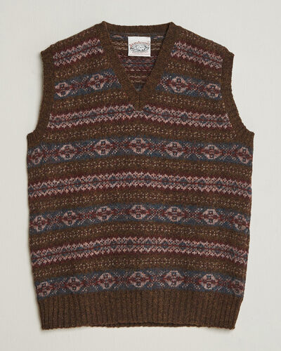 Jamiesons Of Shetland All Over Fair Isle Slipover Moss Green