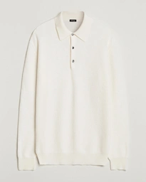  Cashmere Rib Long Sleeve Polo Light Beige
