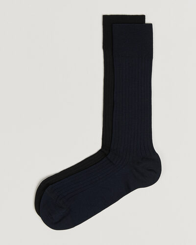 Myrqvist 2-Pack Axel Ribbed Cotton Sock Black/Navy