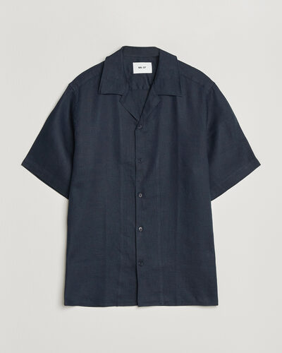 NN07 Julio Linen Resort Shirt Navy Blue