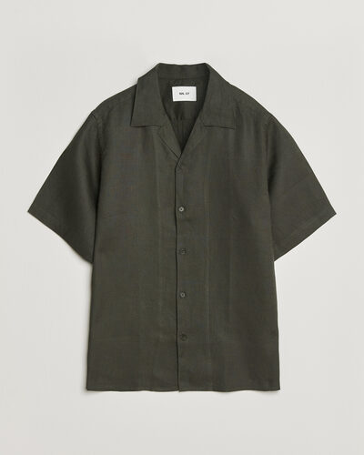 NN07 Julio Linen Resort Shirt Dark Army
