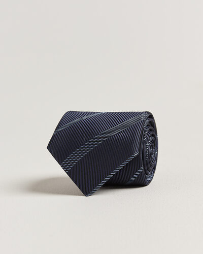 Canali Regimental Stripe Silk Tie Navy