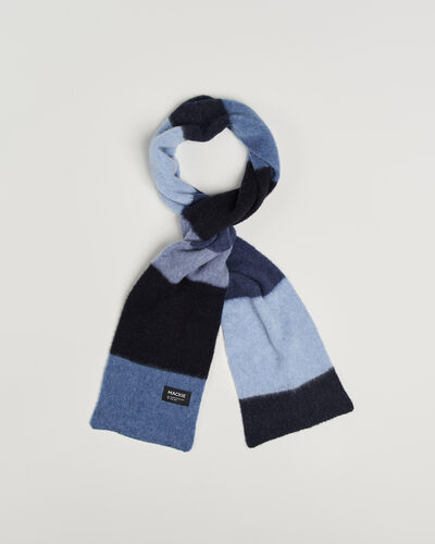 Robert Mackie Rona Ribbed Shaggy Lambswool Scarf Blue