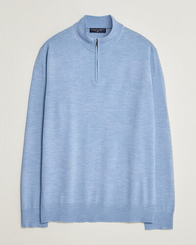 Charles Tyrwhitt Pure Merino Zip Neck Jumper Cornflower Blue