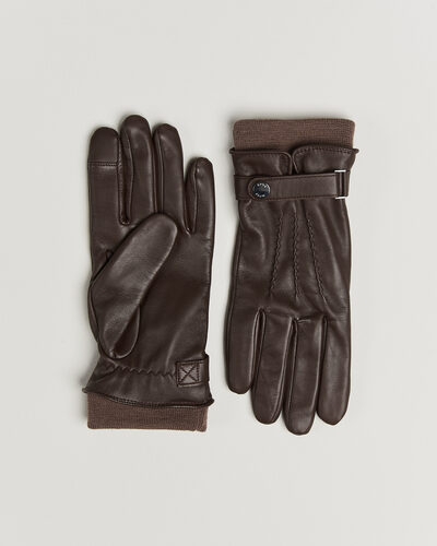 BOSS BLACK Hyden Leather Glove Dark Brown