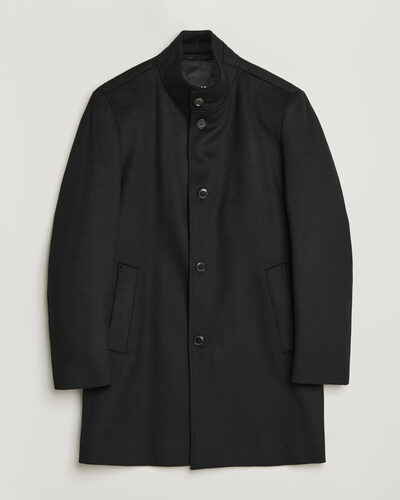BOSS BLACK Hyde Wool Stand Up Collar Coat Black