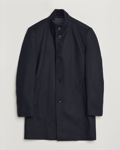 BOSS BLACK Hyde Wool Stand Up Collar Coat Dark Blue