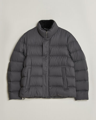 Herno Faux Fur Down Jacket Dark Grey