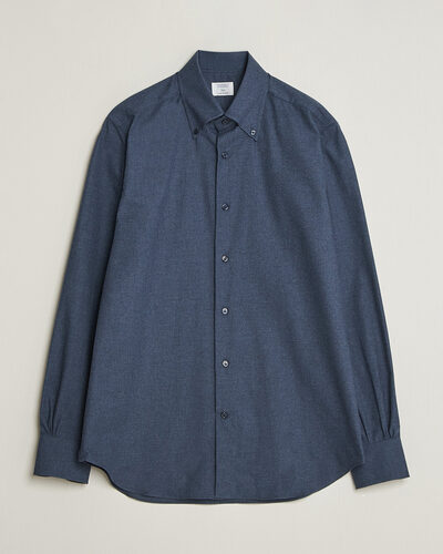 Mazzarelli Soft Flannel Button Down Shirt Navy