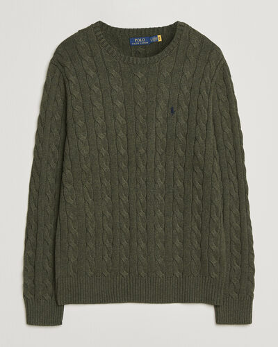 Polo Ralph Lauren Cotton Cable Pullover Olive Shrub Heather