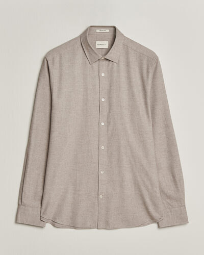 Gant Regular Fit Flannel Shirt Light Brown Melange