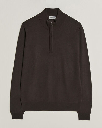 John Smedley Tapton Extra Fine Merino Half Zip Faulkner Brown