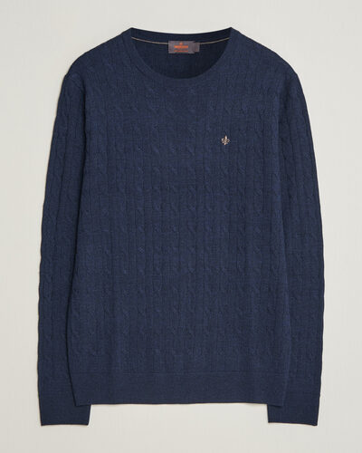 Morris Merino Cable O-Neck Navy