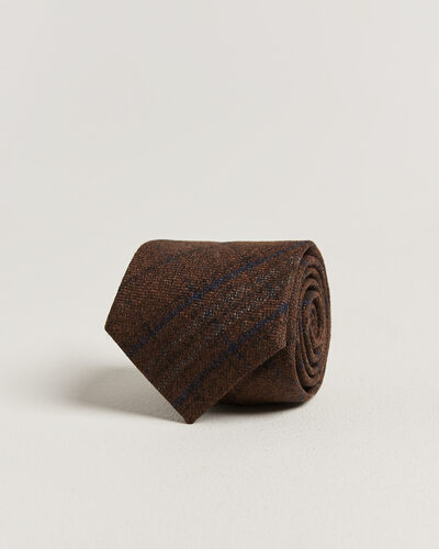 Amanda Christensen Wool Checked 8cm Tie Rust