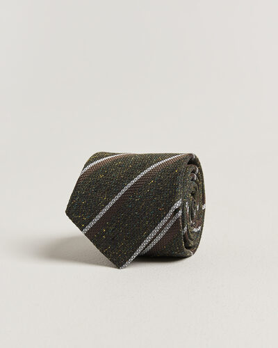Amanda Christensen Silk Bourette Striped 8cm Tie Green