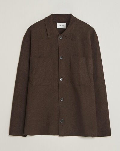 NN07 Jonas Boiled Wool Cardigan Deep Truffle