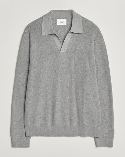 NN07 Hope Cotton/Cashmere Rib Knitted Polo Grey