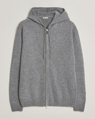 Stenströms Brushed Merino Full-Zip Hood Grey
