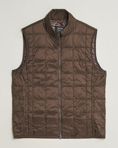 TAION High Neck Full Zip Lightweight Down Vest Dark Choco