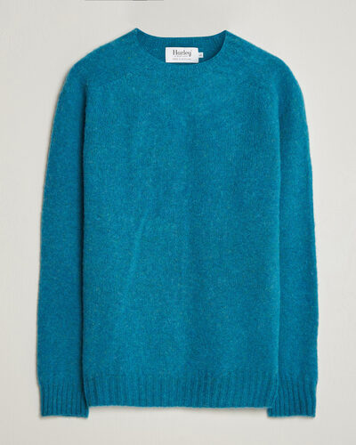 Harley Of Scotland Brushed Supersoft Lambswool Crewneck Gulfstream