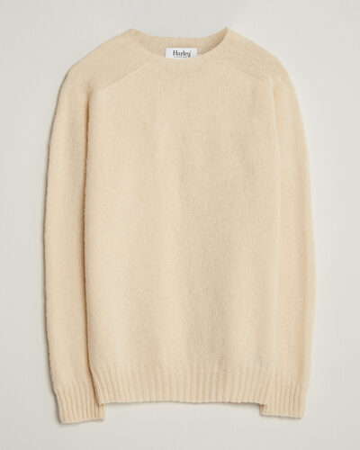 Harley Of Scotland Brushed Supersoft Lambswool Crewneck Vanilla