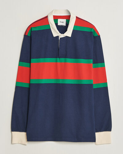 Drake's Middle Stripe Rugby Navy/Red/Green
