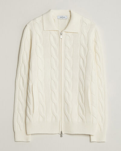 Gran Sasso Wool/Cashmere Cable Full Zip Cream