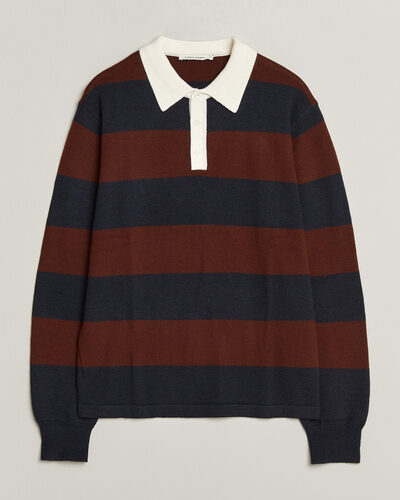 A Day's March Kenny Striped Merino Rugby Sweater Rust/Navy