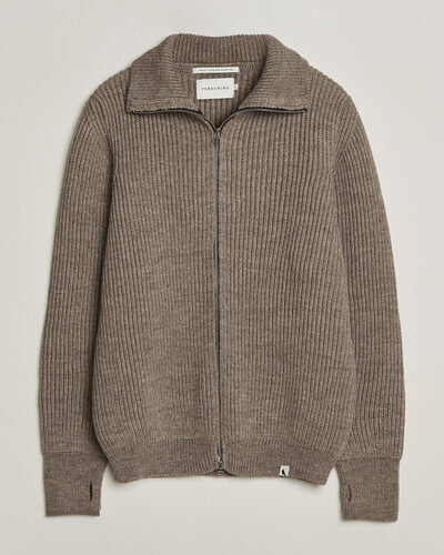 Peregrine Fisherman Merino Zip Cardigan Light Brown