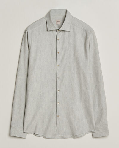 Stenströms Slimline Flannel Shirt Light Grey