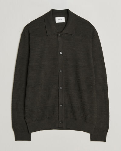 NN07 Nate Wool Knitted Cardigan Dark Army