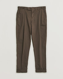 PT01 Slim Fit Pleated Linen Blend Trousers Chocolate