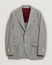Brunello Cucinelli Peak Lapel Wool Blazer Light Grey