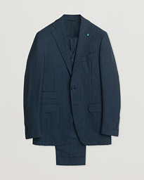 Eidos Napoli 3-Piece Pinstripe Suit Wool Navy 48