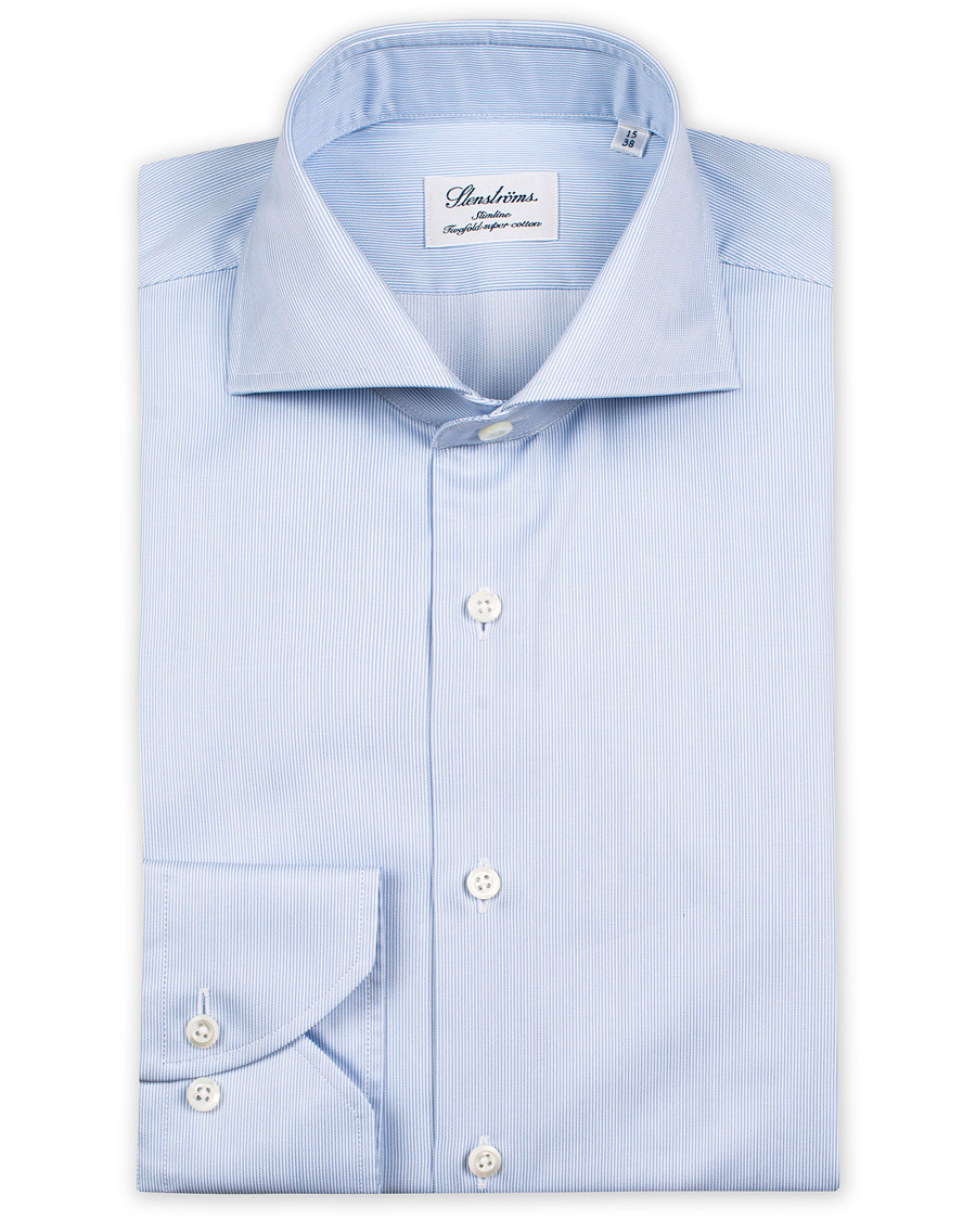 Herren | Hemden | Stenströms | Slimline Shirt Thin Stripe Blue