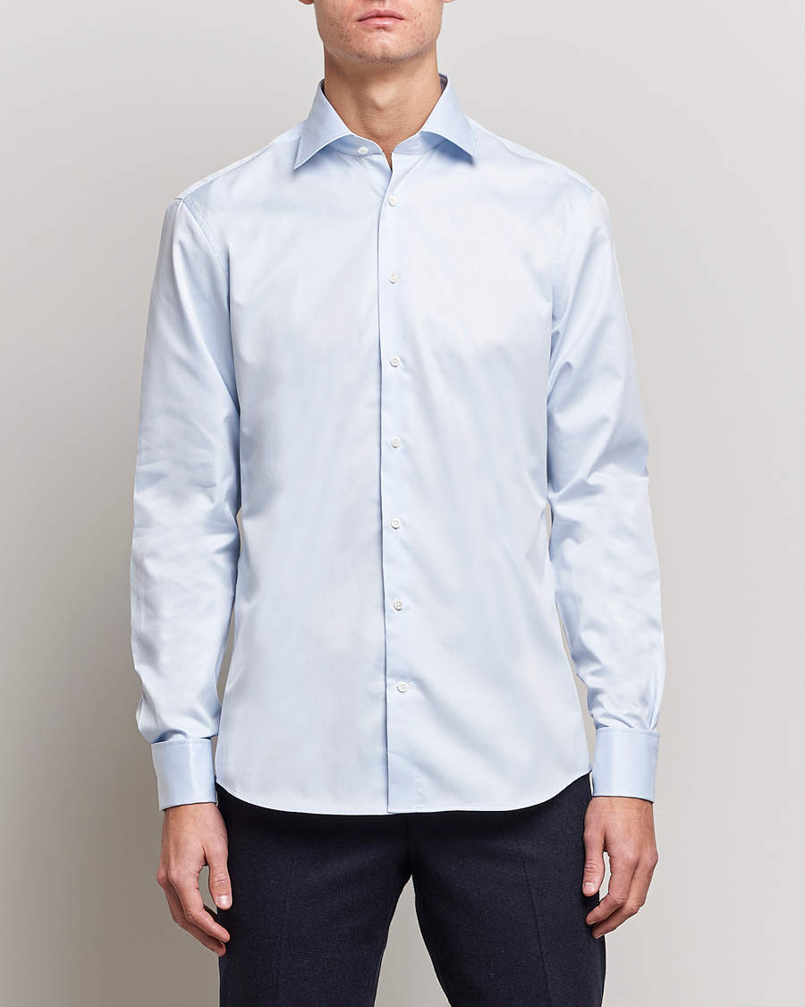 Herren | Formelle Hemden | Stenströms | Fitted Body Shirt Double Cuff Blue