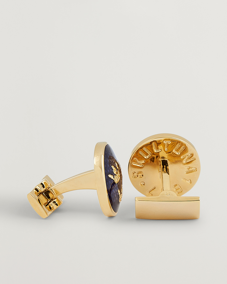 Herren | Skultuna Cuff Links Tre Kronor Gold/Royal Blue | Skultuna | Cuff Links Tre Kronor Gold/Royal Blue